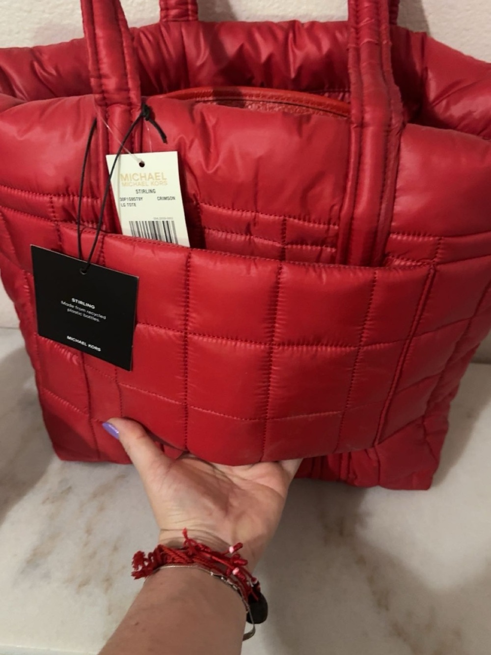 NWT MK Nylon Large Tore with multiple pockets in Crimson/Cherry color available. - Picture 5 of 5